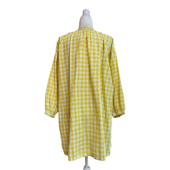 Madewell Yellow Check Gingham Long Sleeve Mini Womens Size L Shift Cotton Casual - Picture 4 of 14